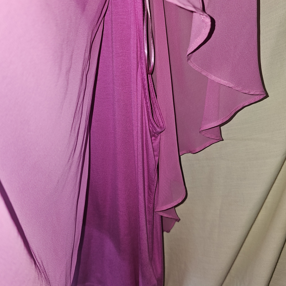 JM Collection Pink Ruffled Asymmetrical Blouse - Picture 4 of 5